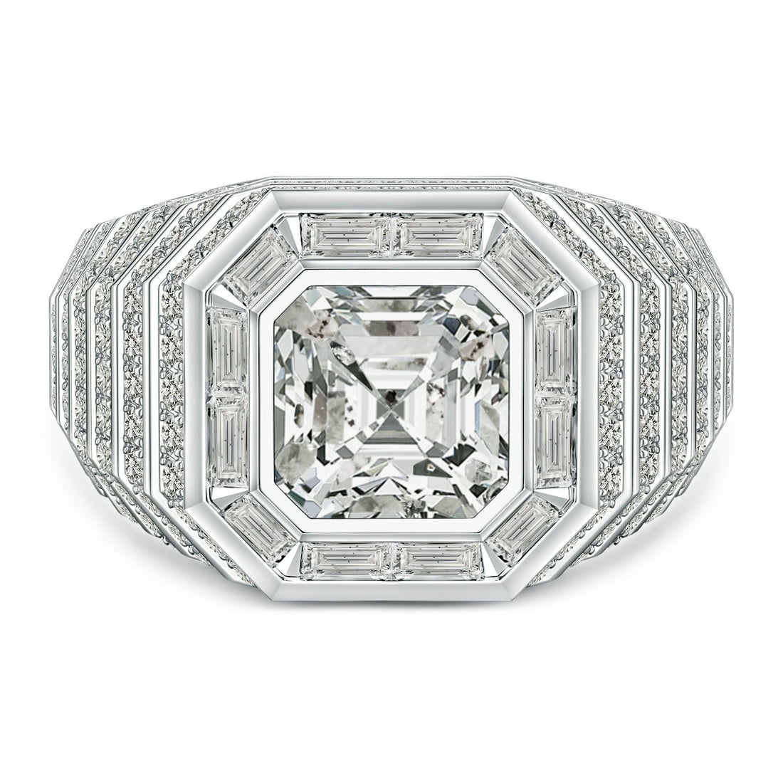 Asscher-Cut Diamond Men's Cocktail Ring