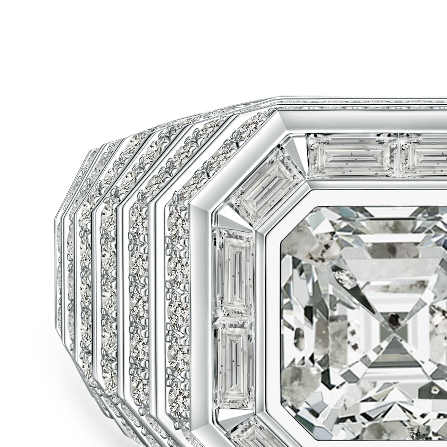 Asscher-Cut Diamond Men's Cocktail Ring