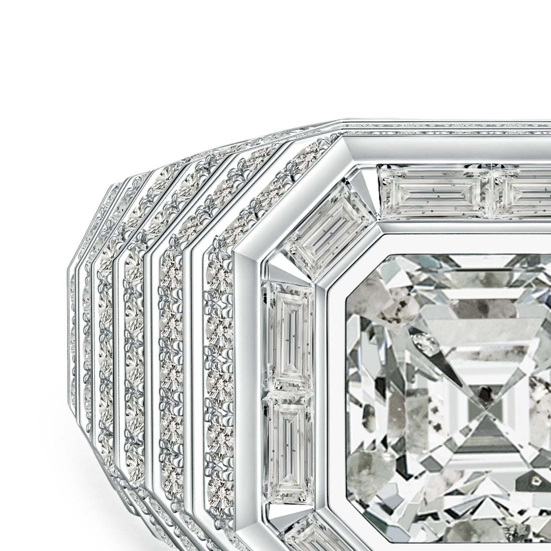 Asscher-Cut Diamond Men's Cocktail Ring
