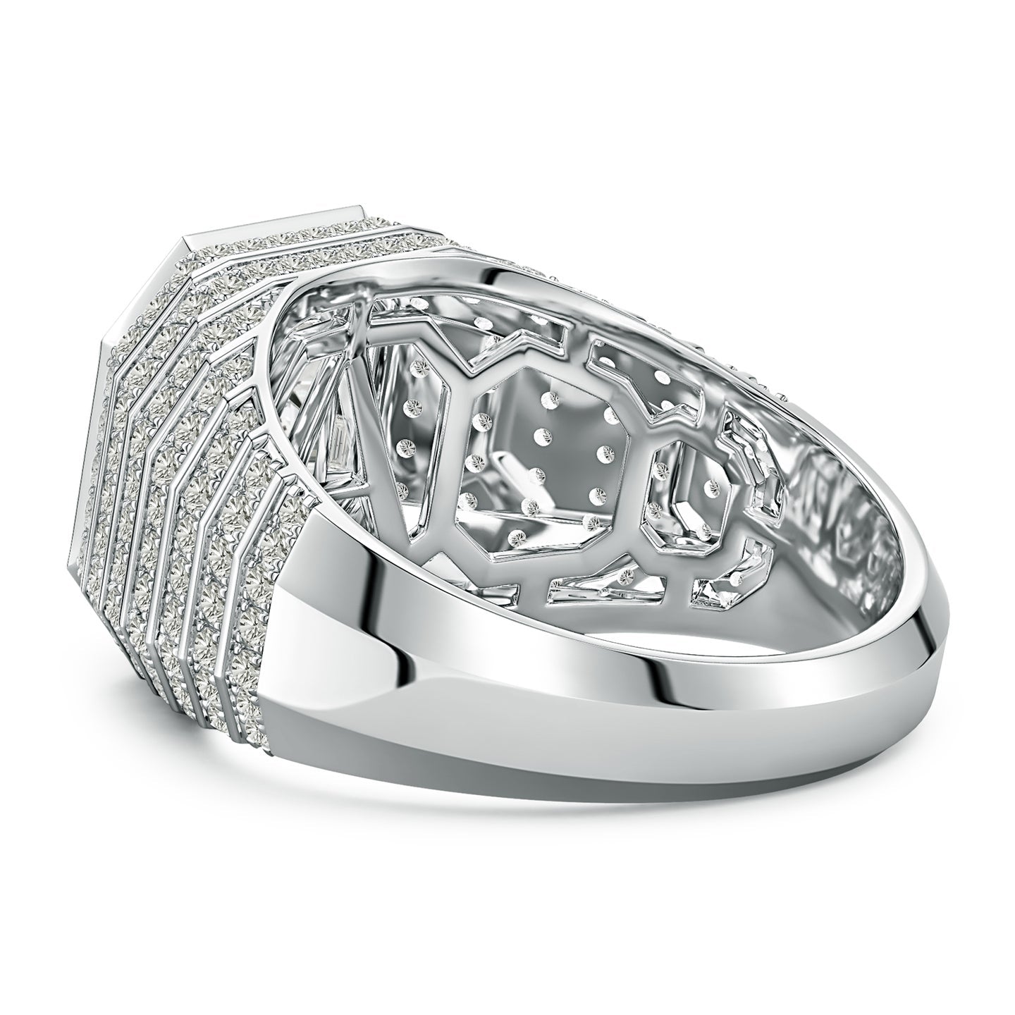 Asscher-Cut Diamond Men's Cocktail Ring
