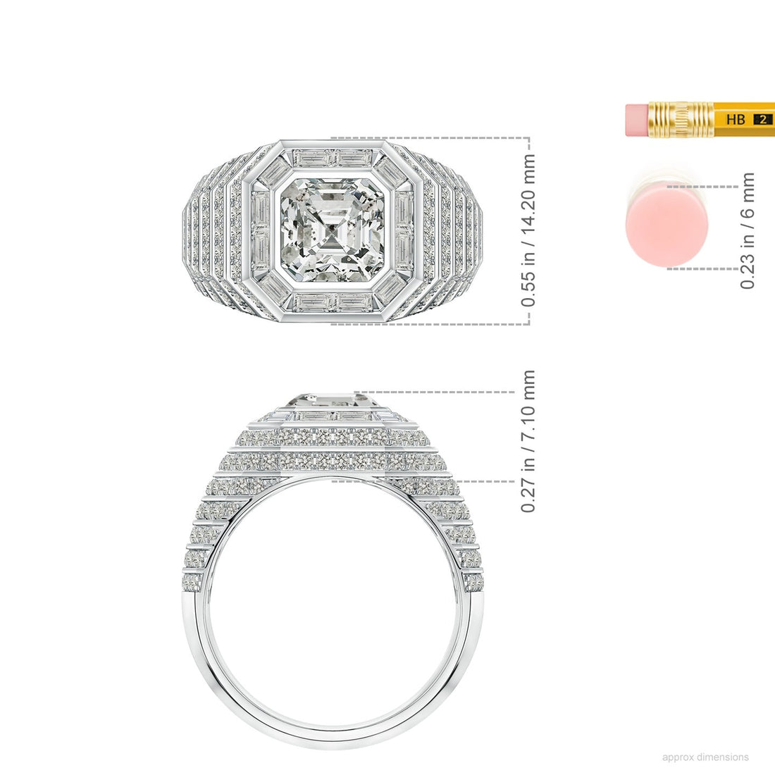 Asscher-Cut Diamond Men's Cocktail Ring