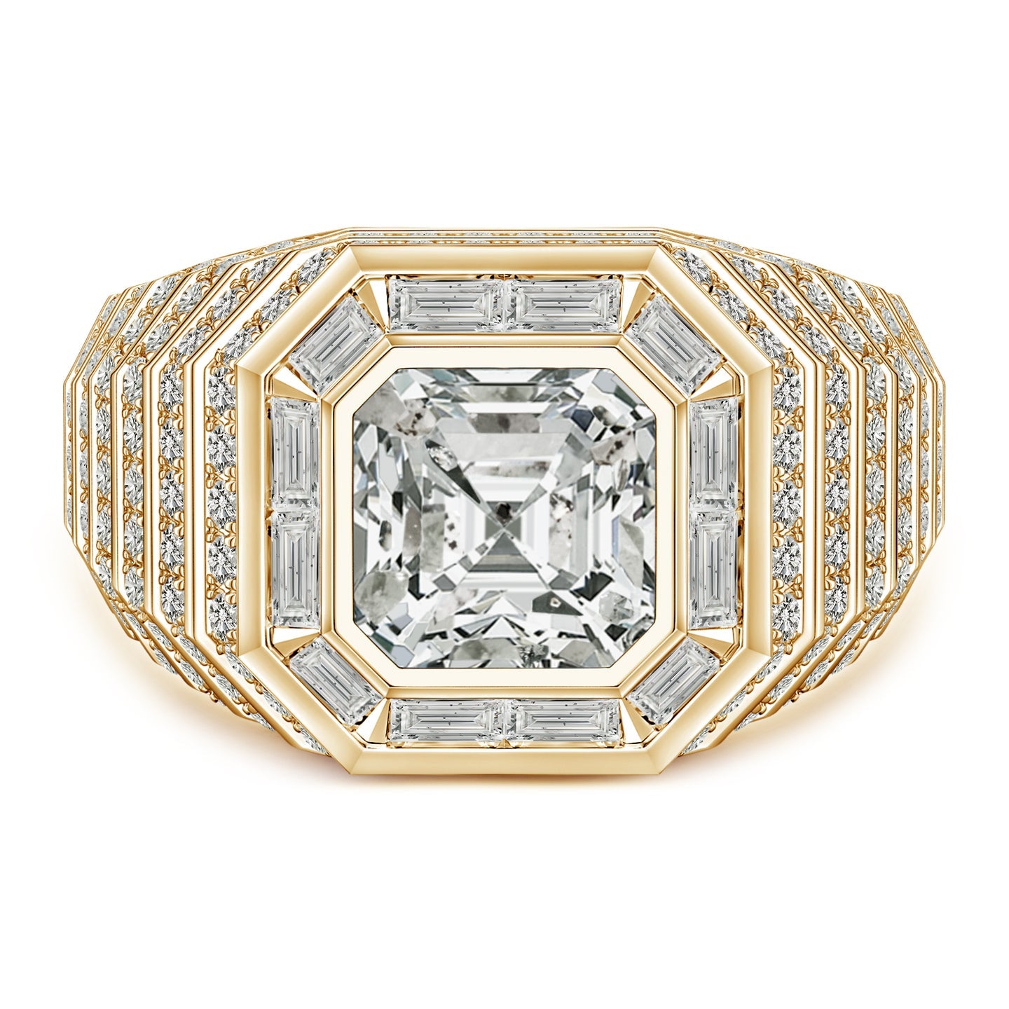 Asscher-Cut Diamond Men's Cocktail Ring