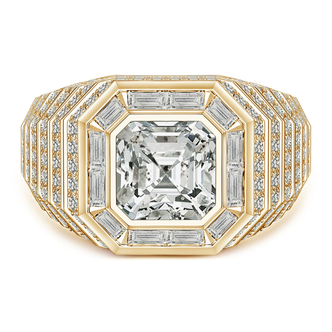 Asscher-Cut Diamond Men's Cocktail Ring