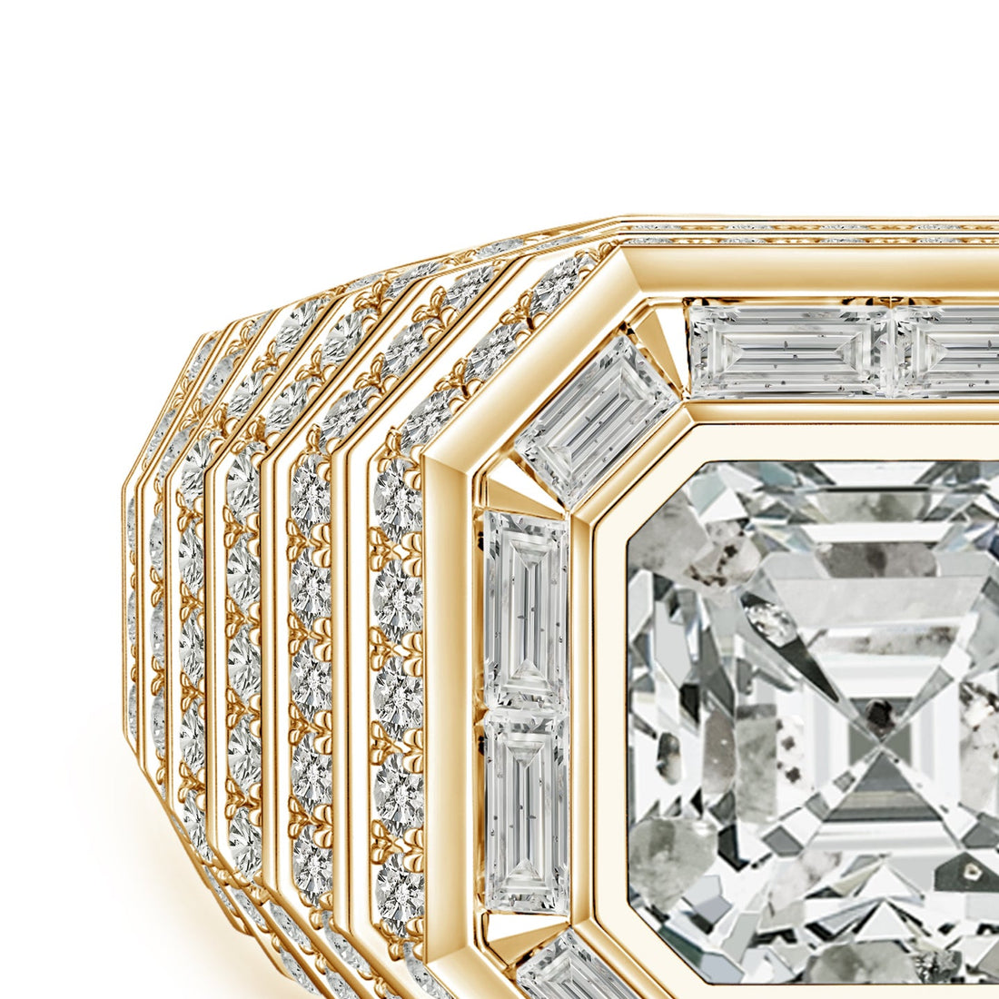 Asscher-Cut Diamond Men's Cocktail Ring