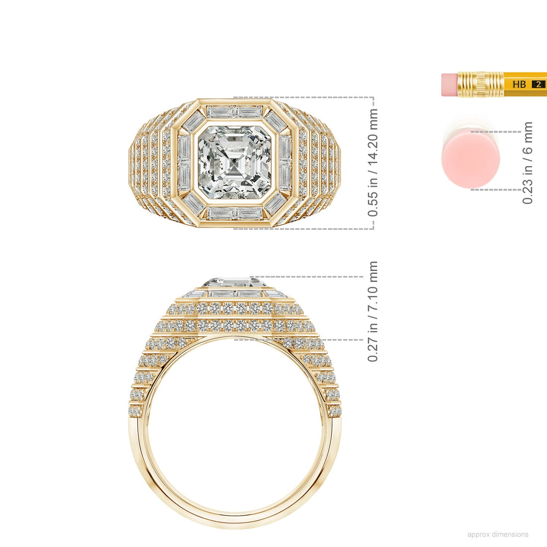Asscher-Cut Diamond Men's Cocktail Ring