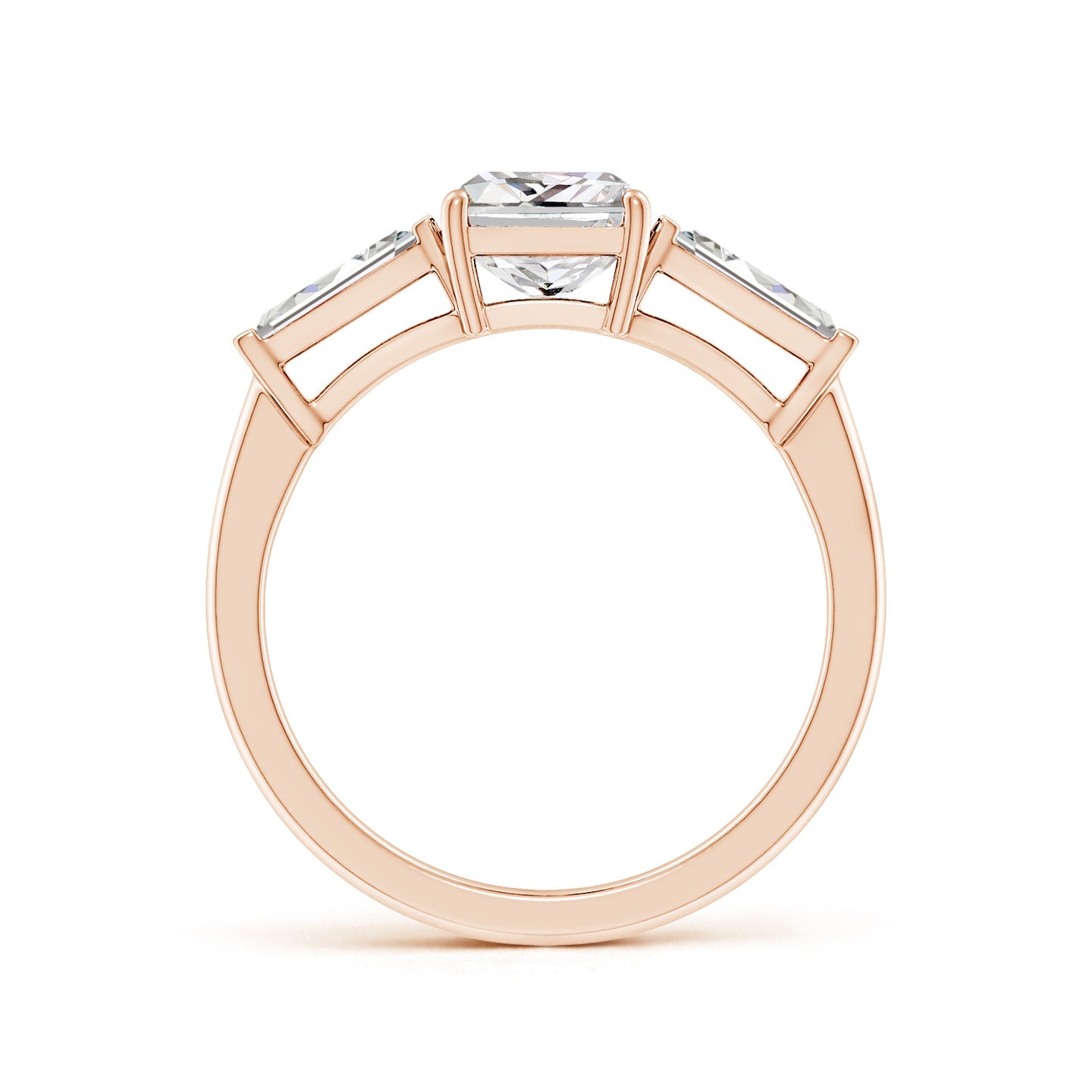 Radiant-Cut And Tapered Baguette Diamond Side Stone Engagement Ring