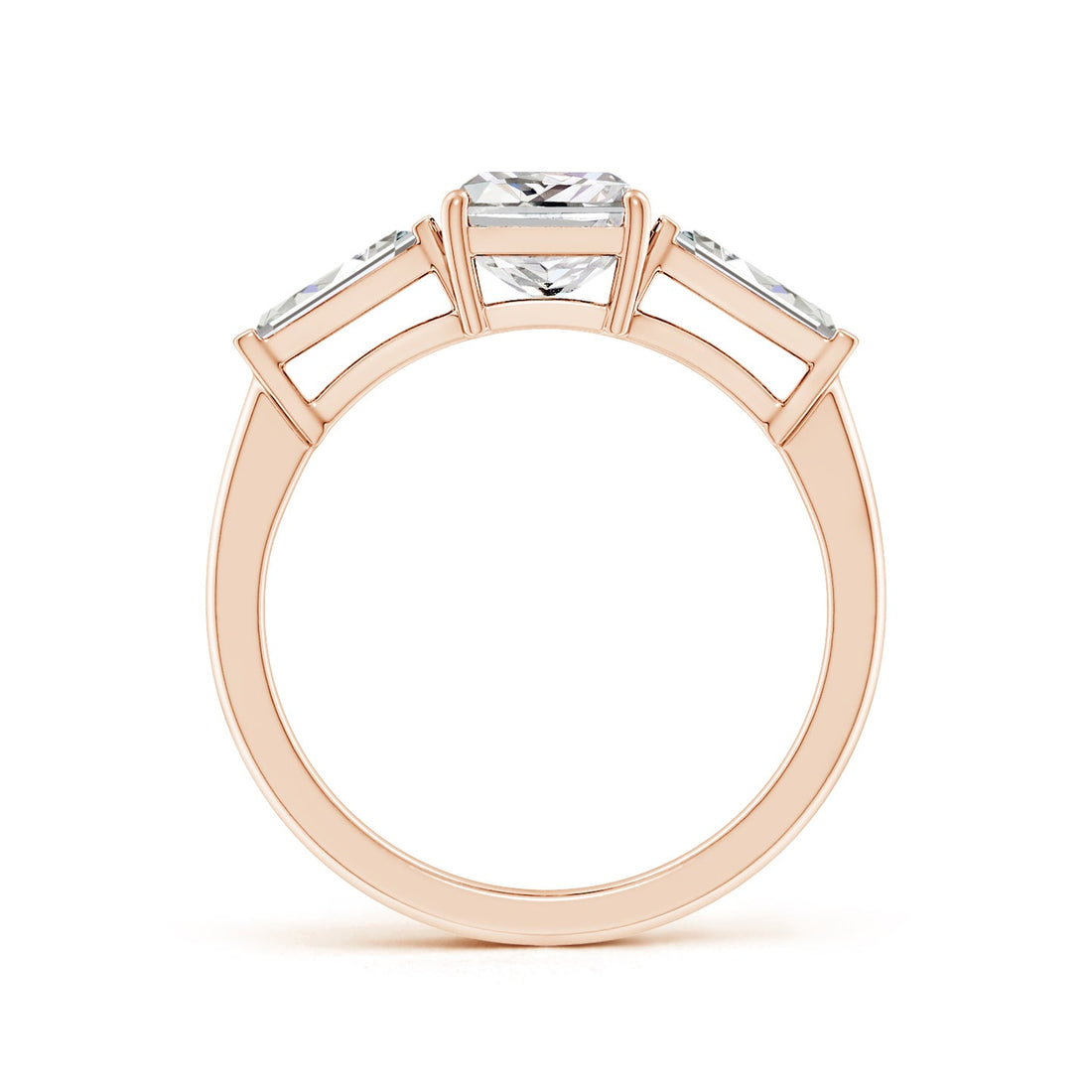 Radiant-Cut And Tapered Baguette Diamond Side Stone Engagement Ring