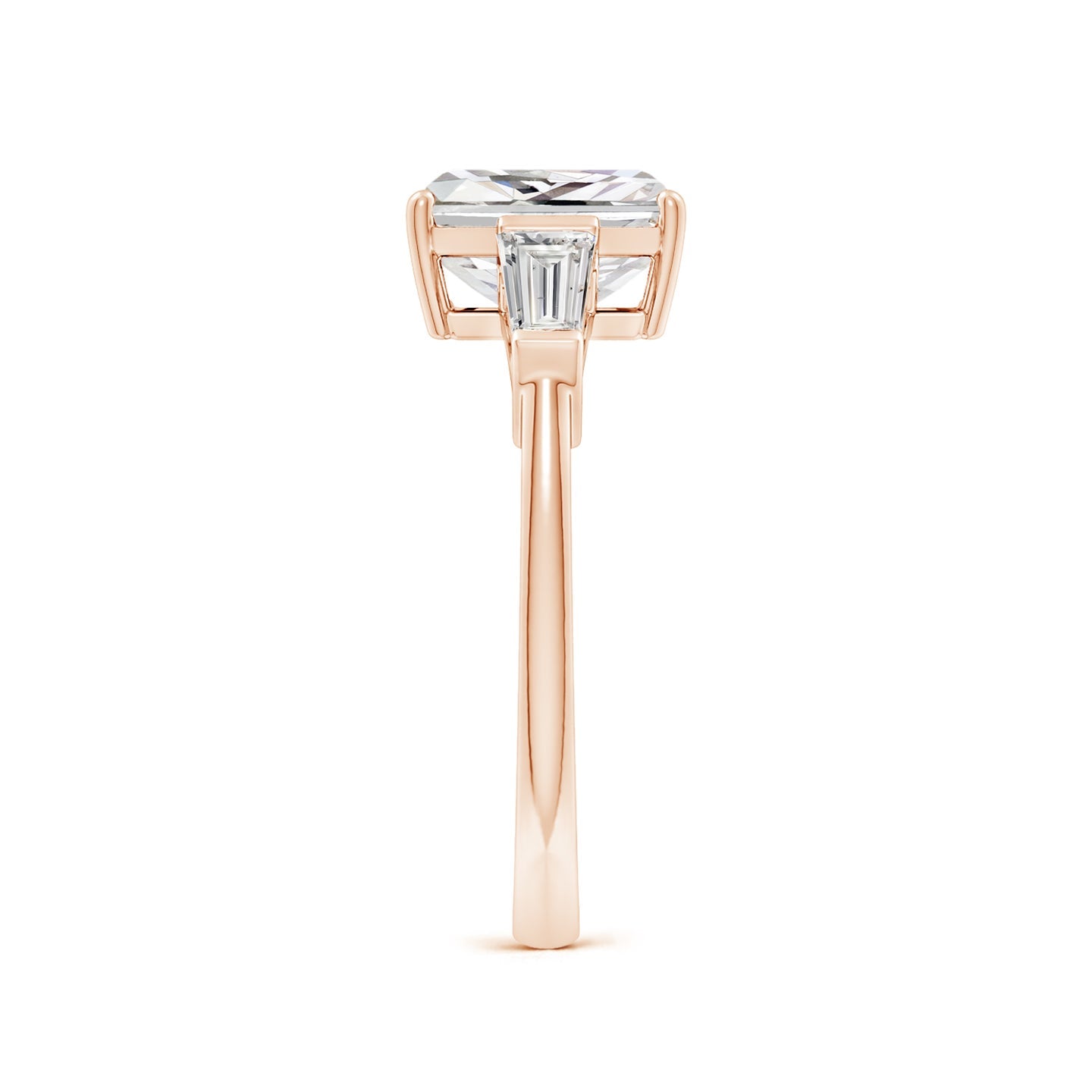 Radiant-Cut And Tapered Baguette Diamond Side Stone Engagement Ring