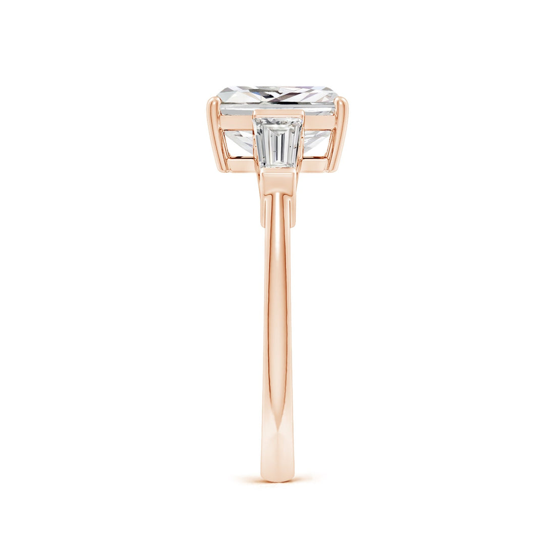 Radiant-Cut And Tapered Baguette Diamond Side Stone Engagement Ring