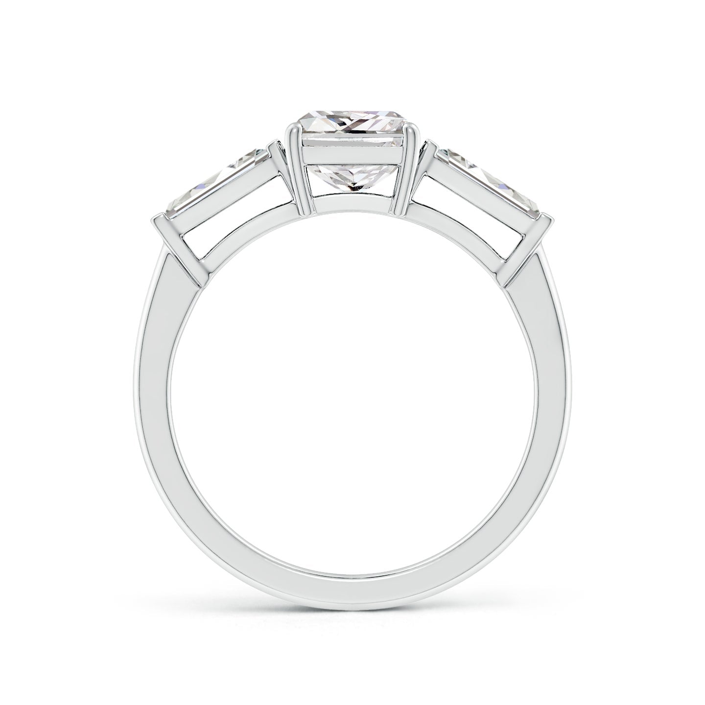 Radiant-Cut And Tapered Baguette Diamond Side Stone Engagement Ring
