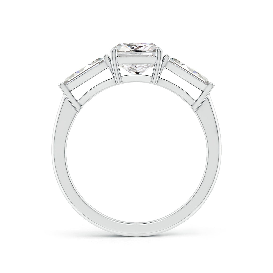 Radiant-Cut And Tapered Baguette Diamond Side Stone Engagement Ring
