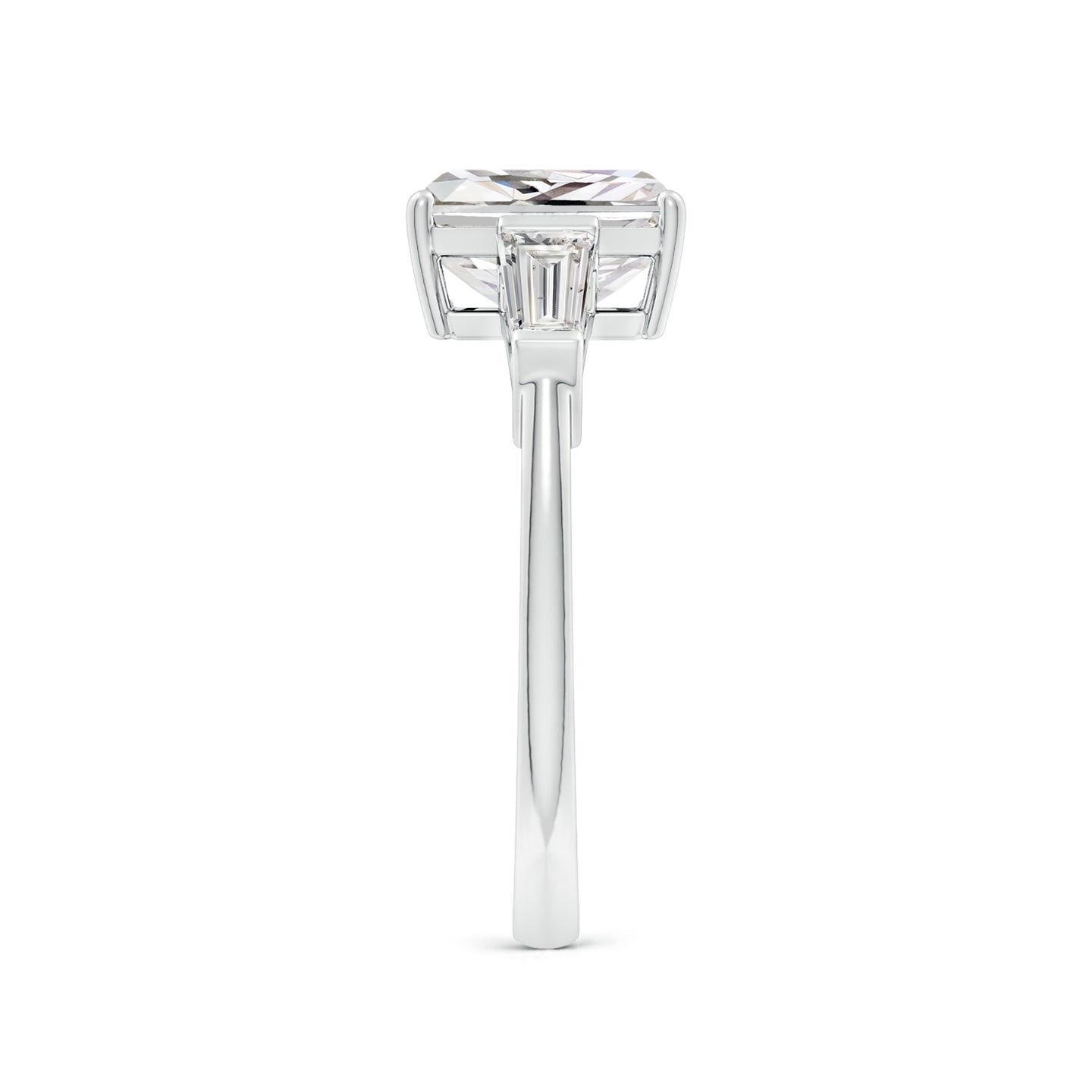Radiant-Cut And Tapered Baguette Diamond Side Stone Engagement Ring