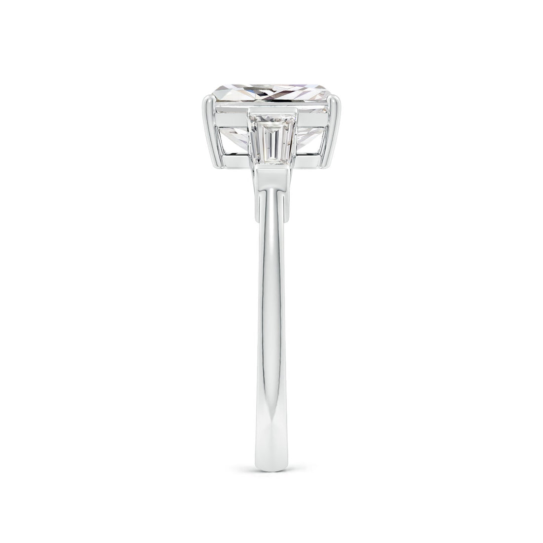 Radiant-Cut And Tapered Baguette Diamond Side Stone Engagement Ring