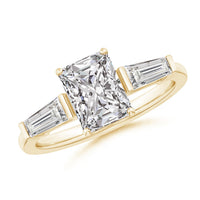 Radiant-Cut And Tapered Baguette Diamond Side Stone Engagement Ring