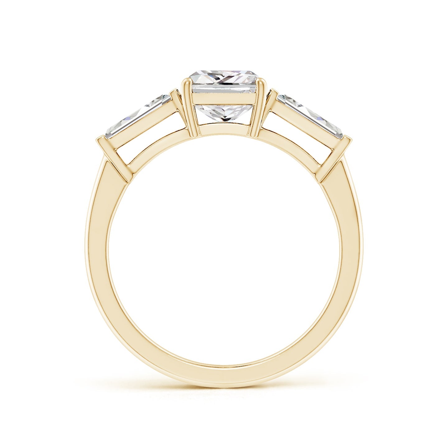 Radiant-Cut And Tapered Baguette Diamond Side Stone Engagement Ring