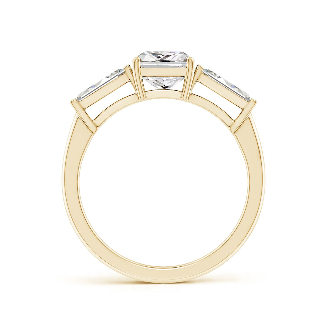 Radiant-Cut And Tapered Baguette Diamond Side Stone Engagement Ring