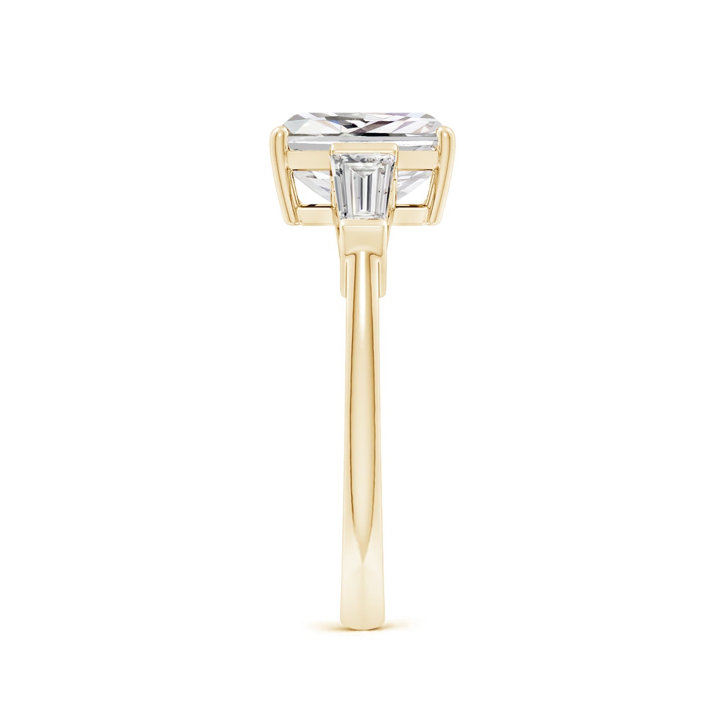 Radiant-Cut And Tapered Baguette Diamond Side Stone Engagement Ring
