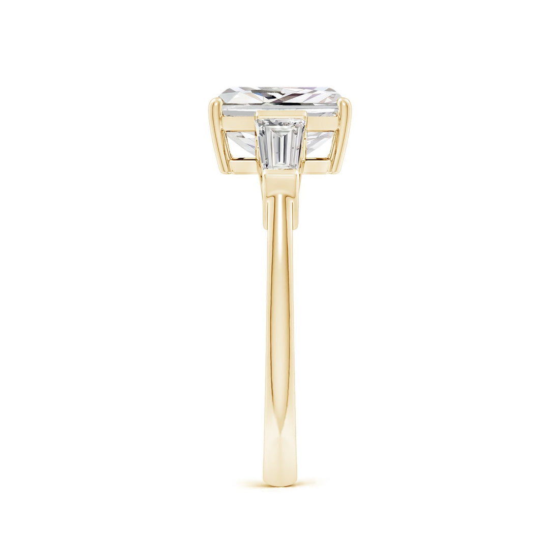 Radiant-Cut And Tapered Baguette Diamond Side Stone Engagement Ring