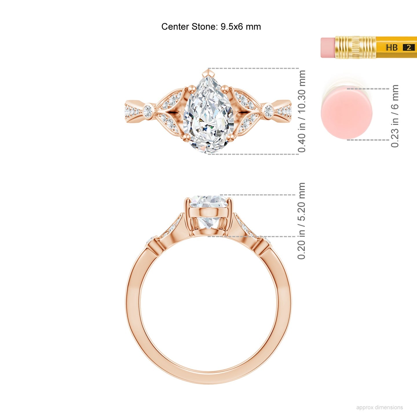 Celestial Pear Diamond Leaf Accent Engagement Ring