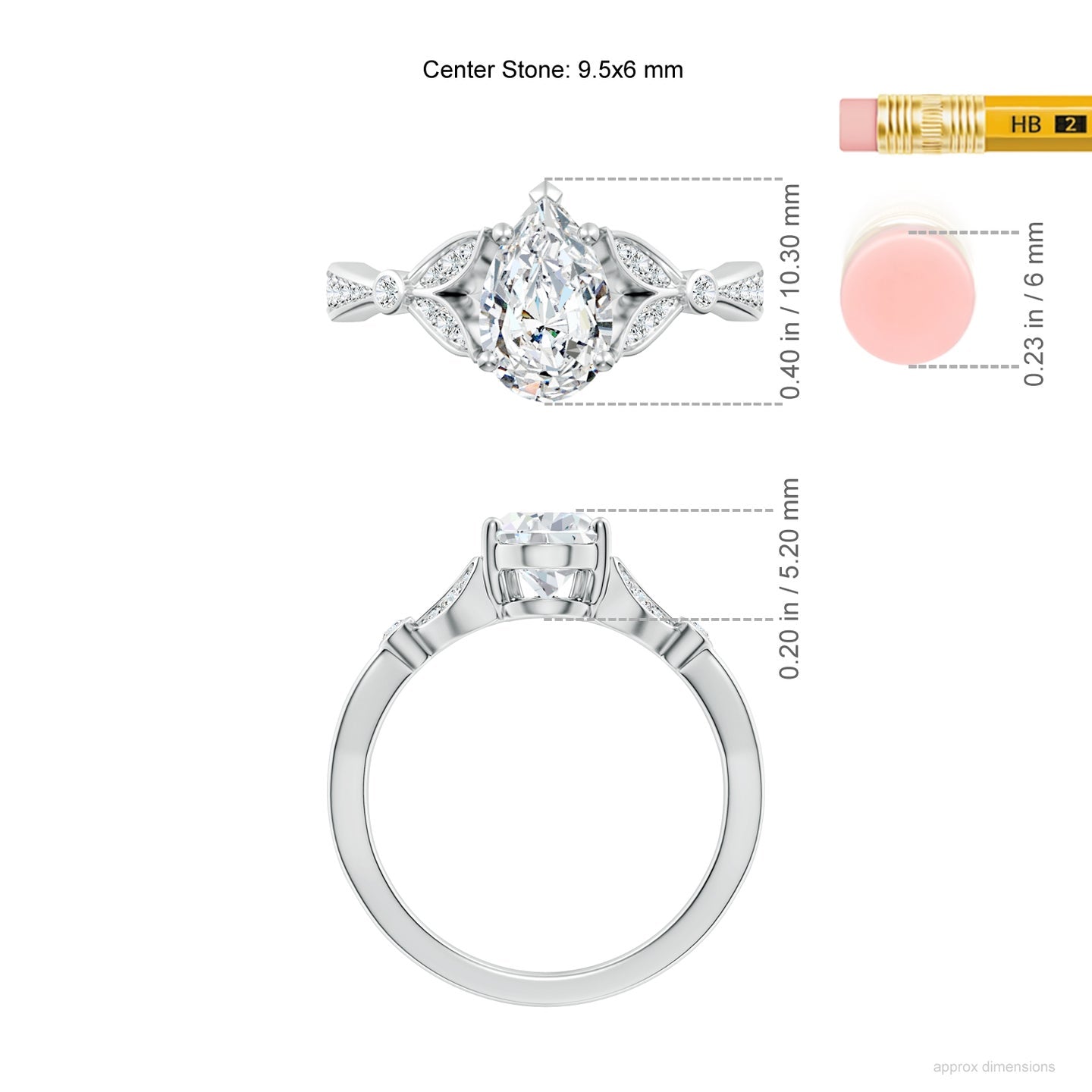 Celestial Pear Diamond Leaf Accent Engagement Ring