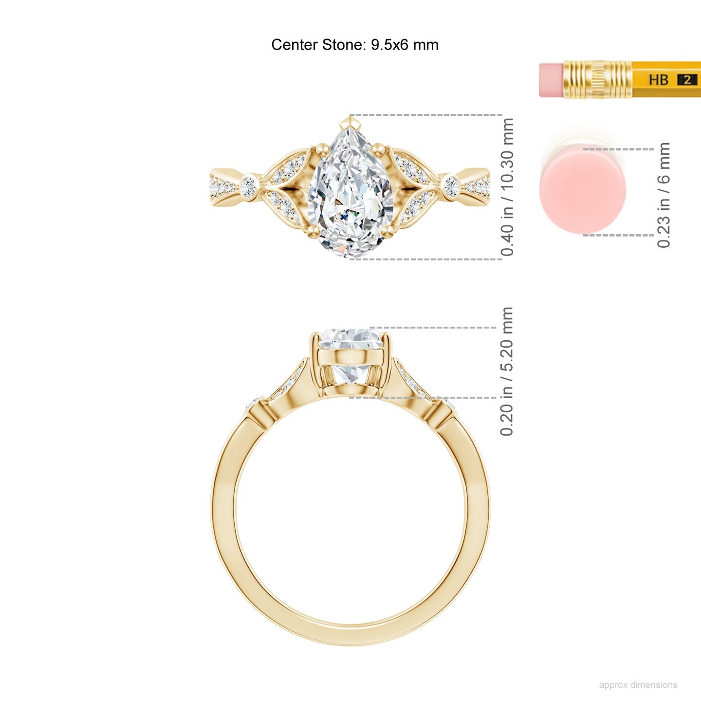 Celestial Pear Diamond Leaf Accent Engagement Ring