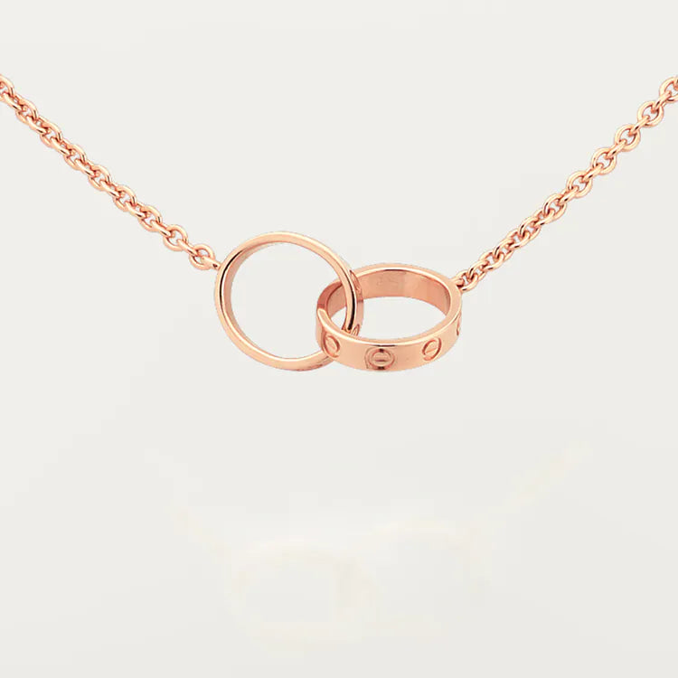Interlocking Love Ring Pendant Necklace