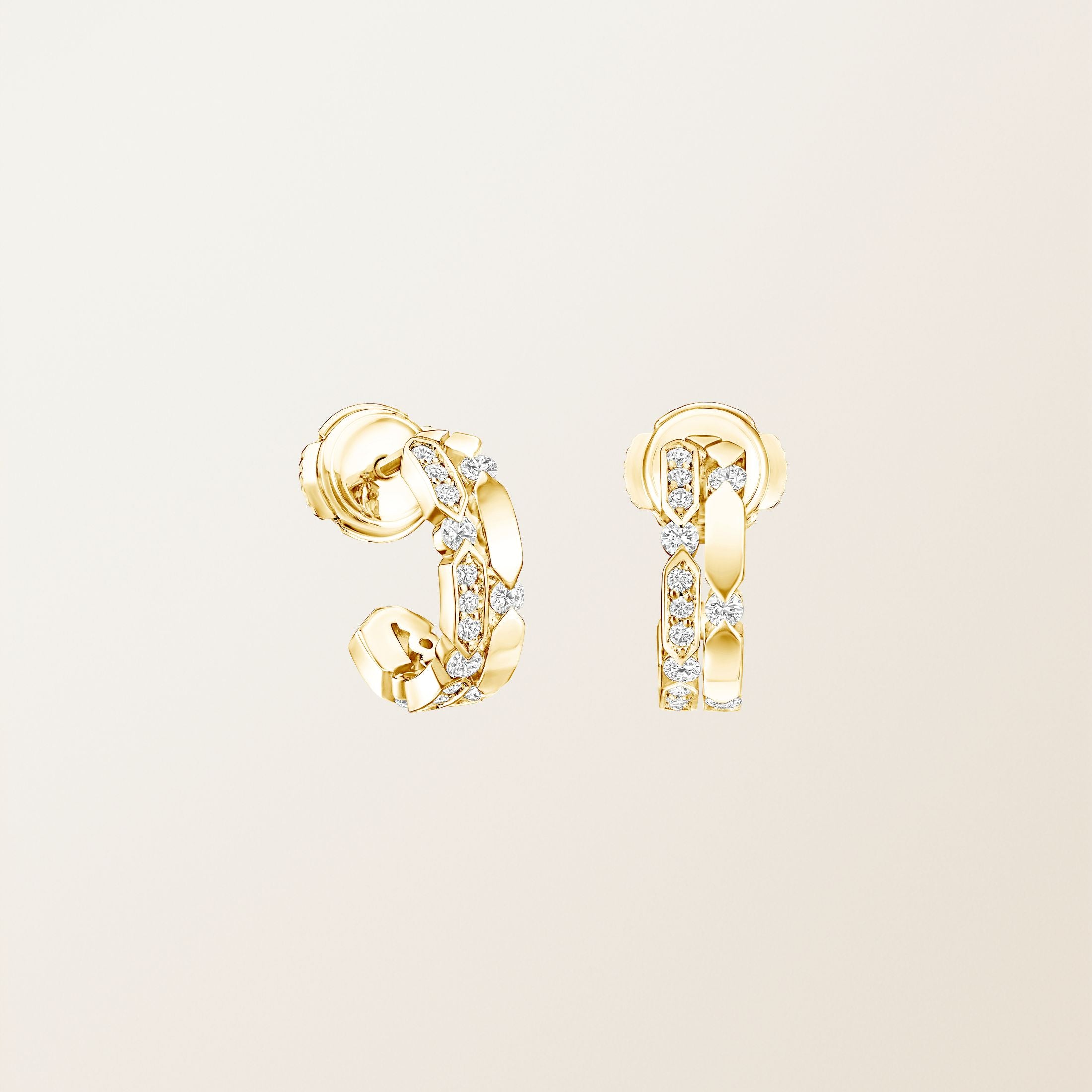Modern Rose Gold Diamond Elowen Link Earrings
