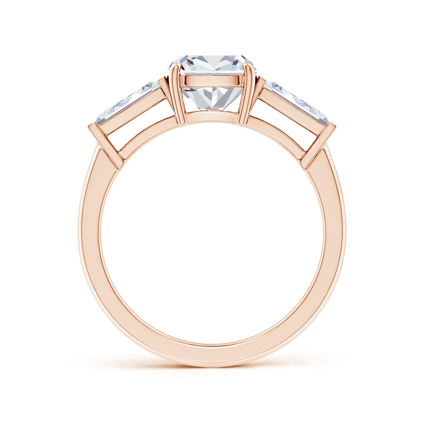 Lab-Grown Cushion Rectangular And Tapered Baguette Diamond Side Stone Engagement Ring
