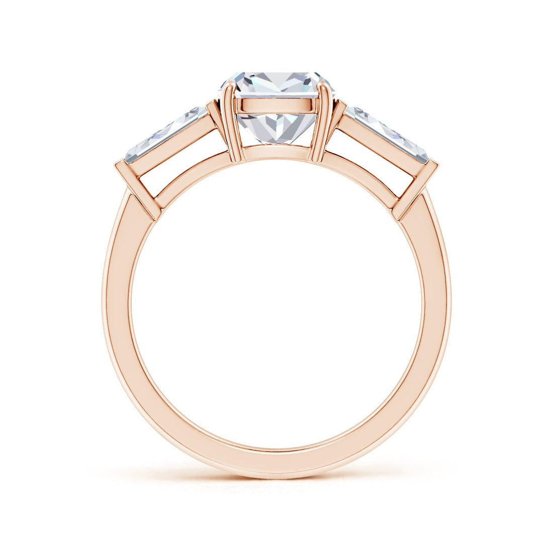 Lab-Grown Cushion Rectangular And Tapered Baguette Diamond Side Stone Engagement Ring