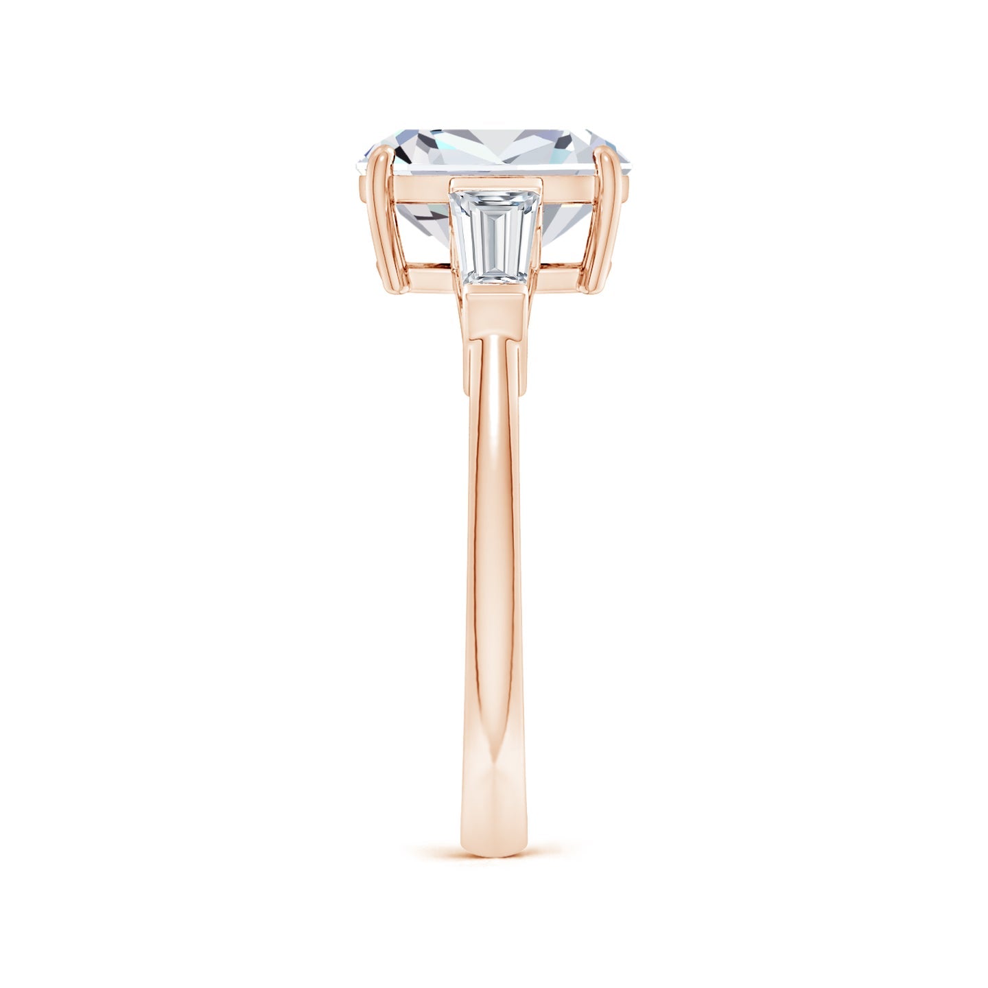 Lab-Grown Cushion Rectangular And Tapered Baguette Diamond Side Stone Engagement Ring