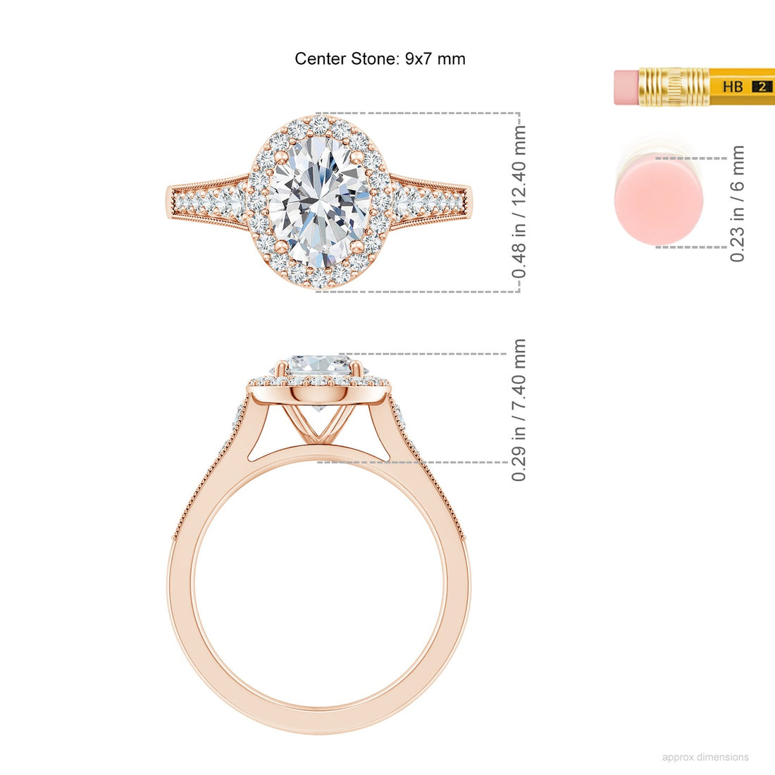 Oval Lab Grown Diamond Halo Engagement Ring with Milgrain Band