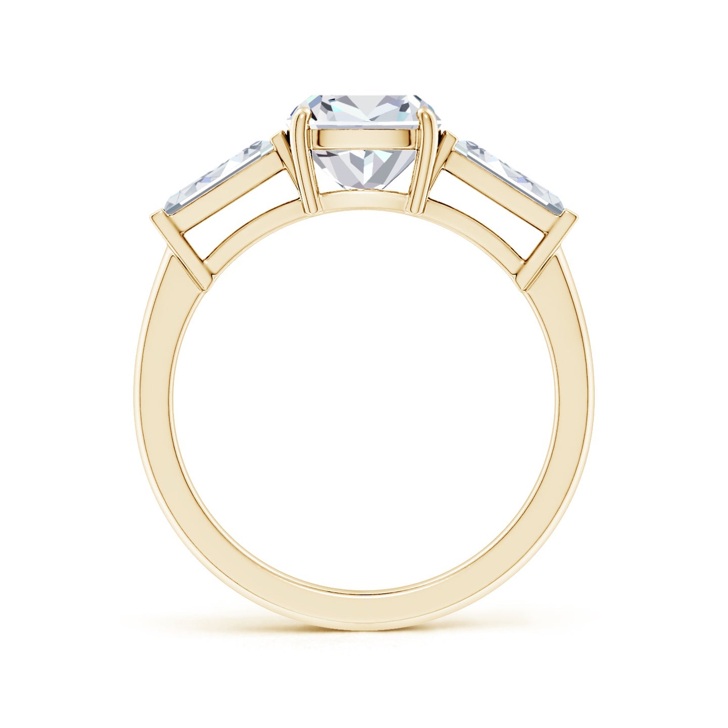 Lab-Grown Cushion Rectangular And Tapered Baguette Diamond Side Stone Engagement Ring