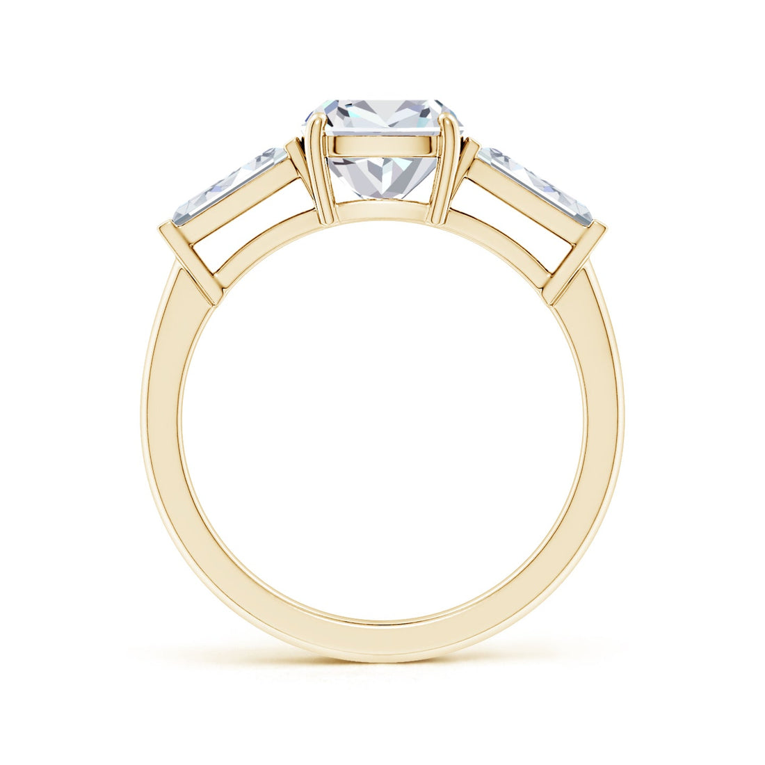 Lab-Grown Cushion Rectangular And Tapered Baguette Diamond Side Stone Engagement Ring