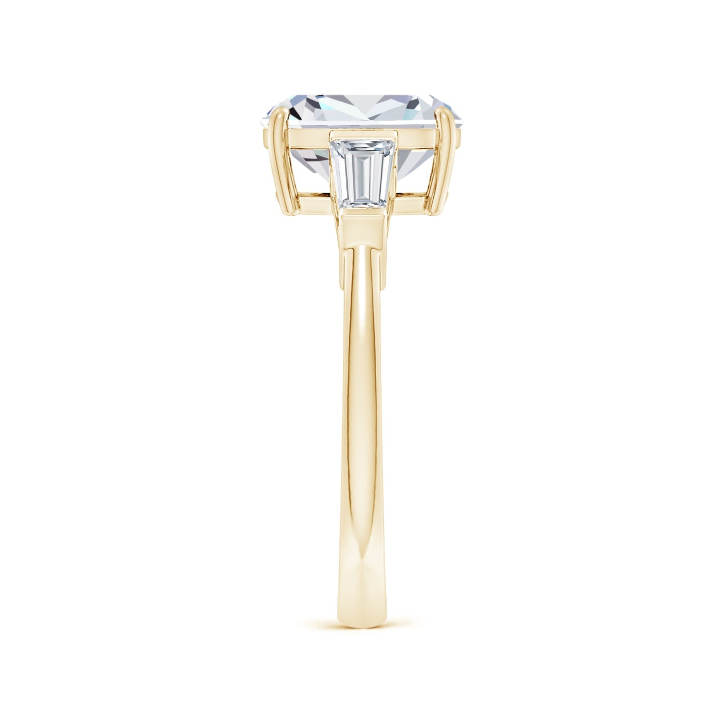 Lab-Grown Cushion Rectangular And Tapered Baguette Diamond Side Stone Engagement Ring