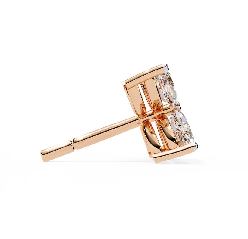 Elegant Marquise Diamond Flower Stud Earrings in gold