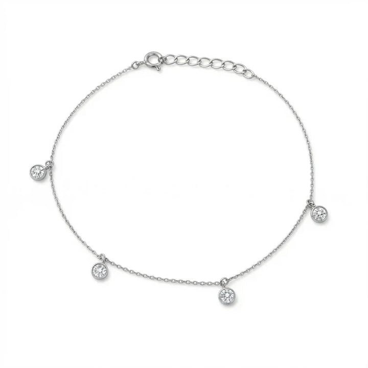 Celestial Sparkle Station Diamond Anklet in 925 Sterling Silver