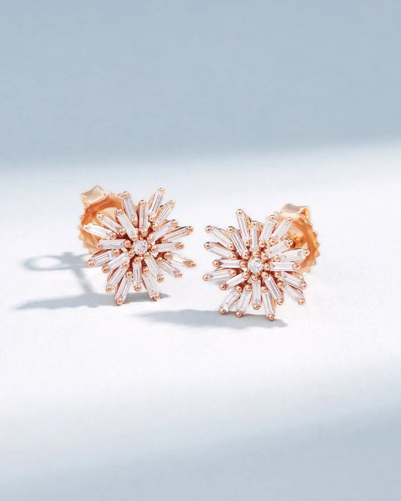 Celestia Starburst Diamond Stud Earrings