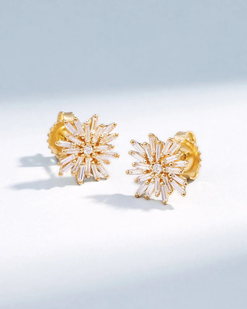 Celestia Starburst Diamond Stud Earrings