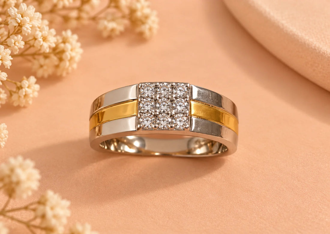 Two-Tone Round Diamond Pavé Band Ring