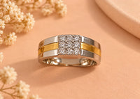Two-Tone Round Diamond Pavé Band Ring