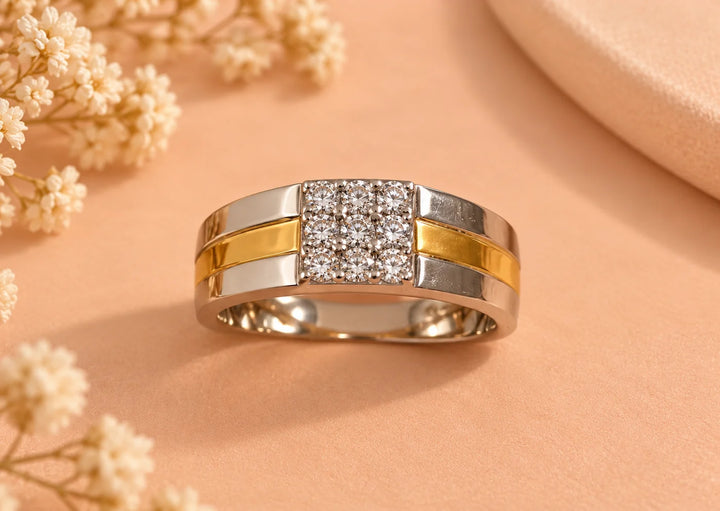 Two-Tone Round Diamond Pavé Band Ring