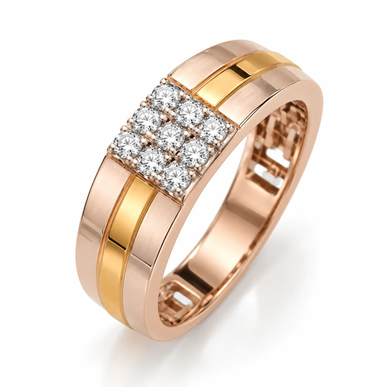 Two-Tone Round Diamond Pavé Band Ring