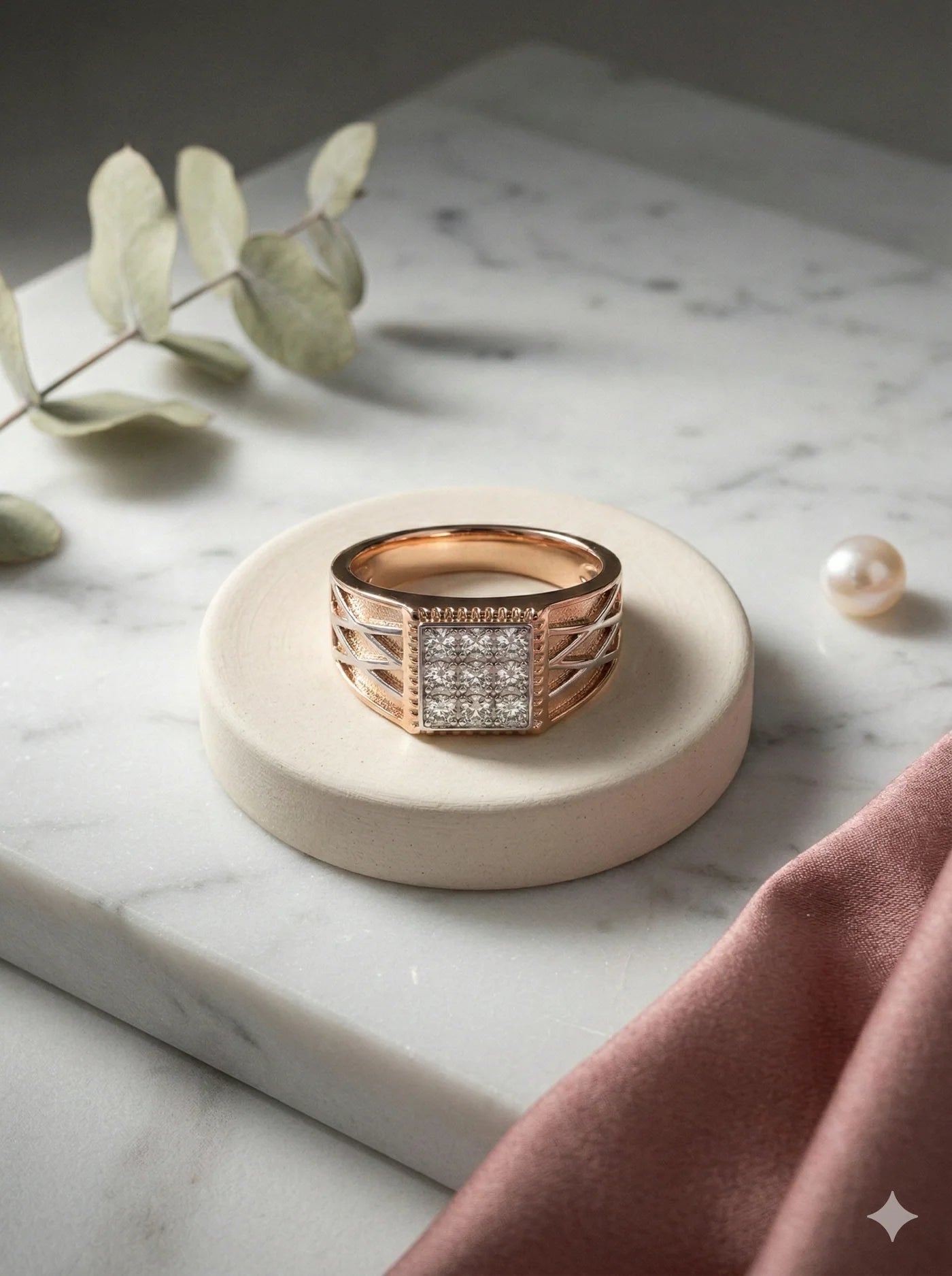 Regal Square Pavé Diamond Men’s Ring