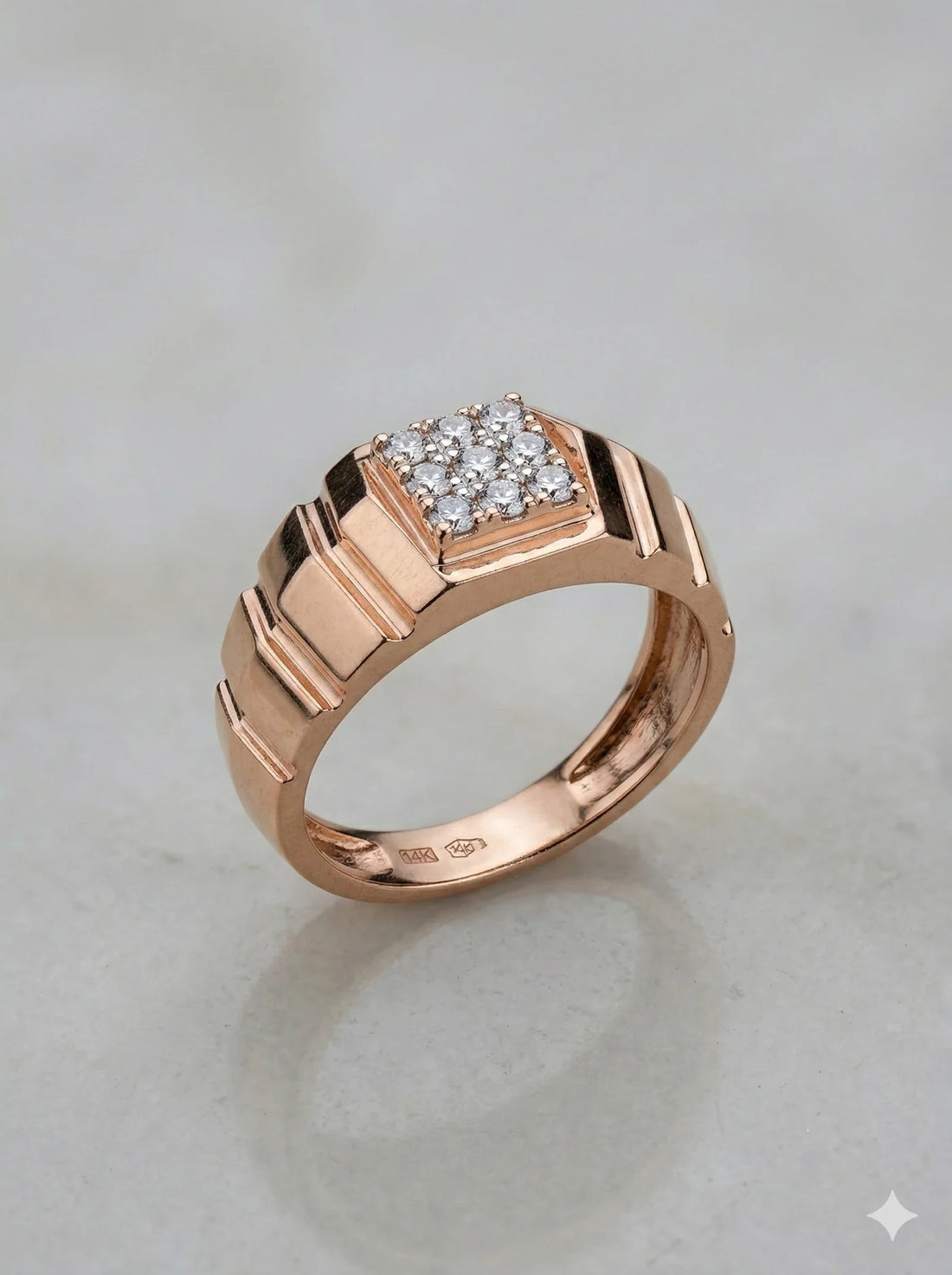Architectural Round Diamond Men's Statement Ring