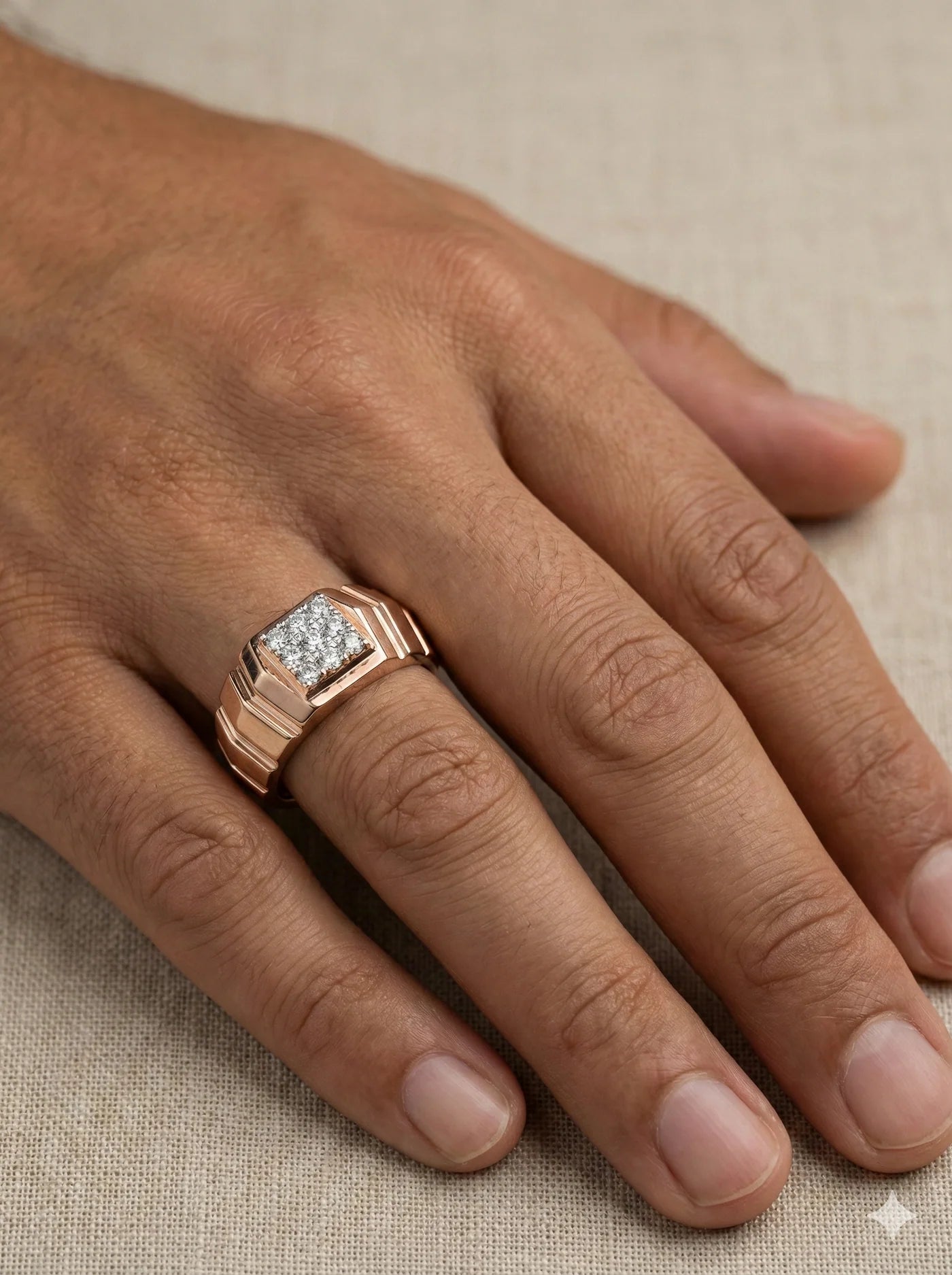 Architectural Round Diamond Men's Statement Ring