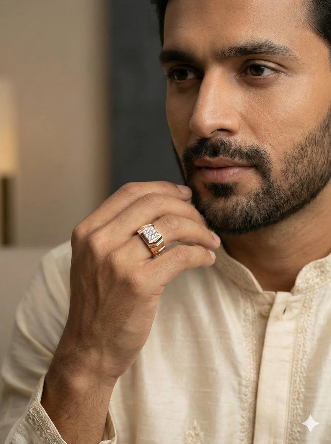 Architectural Round Diamond Men's Statement Ring