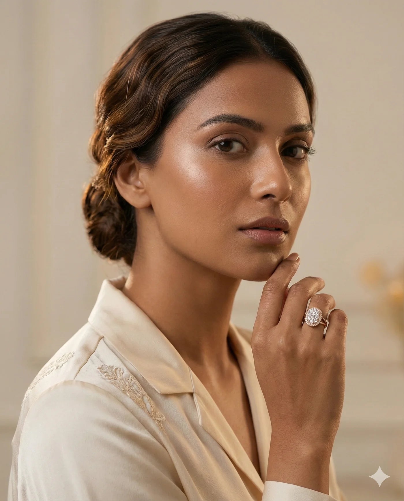Aurelia Cushion Cluster Diamond Ring