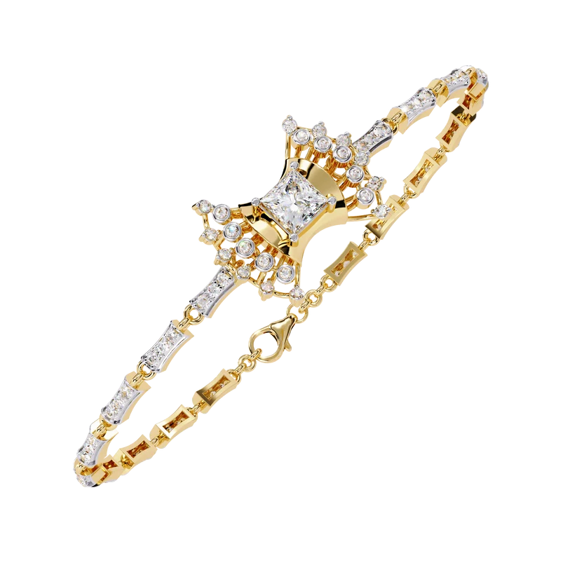 Celestial Princess-Cut Diamond Statement Bracelet