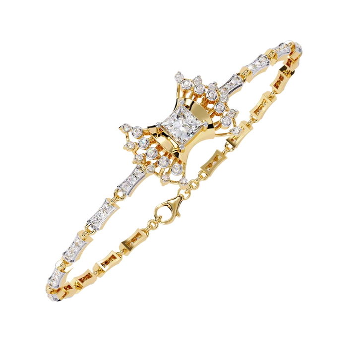 Celestial Princess-Cut Diamond Statement Bracelet