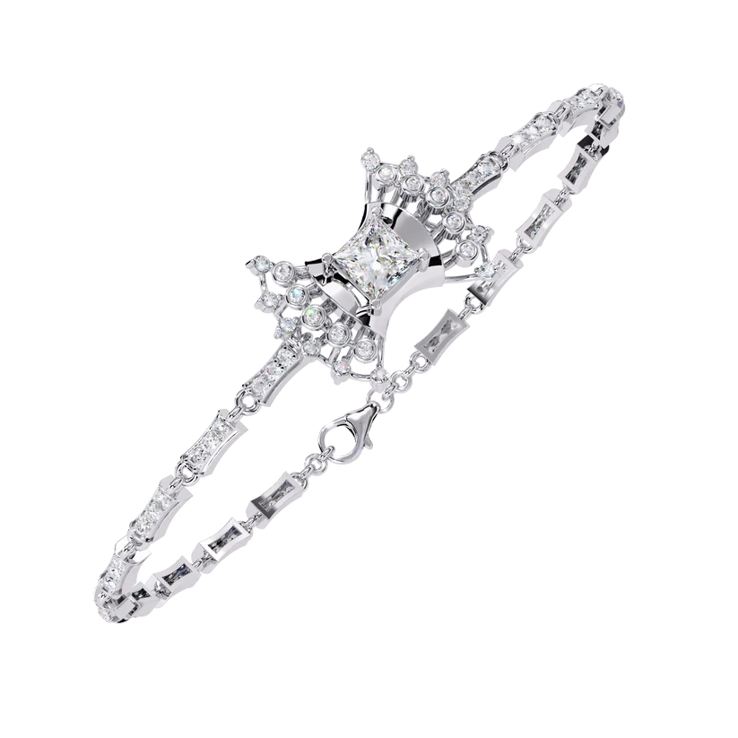Celestial Princess-Cut Diamond Statement Bracelet